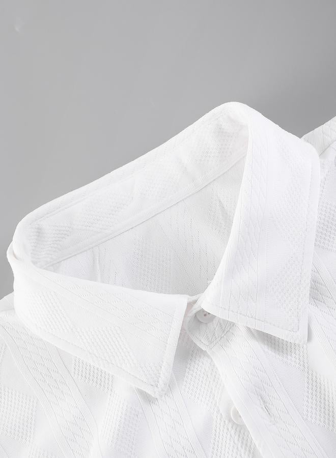 Take Two Men Textured Short Sleeve Shirt and Shorts Co-Ords - Image 4